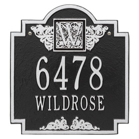 Whitehall Monogram Address Plaque Black Silver