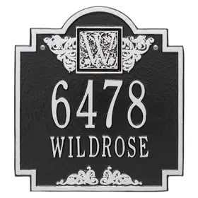 Whitehall Monogram Address Plaque Black Silver