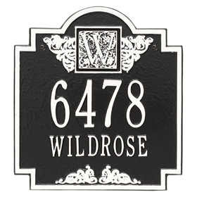 Whitehall Monogram Address Plaque Black White