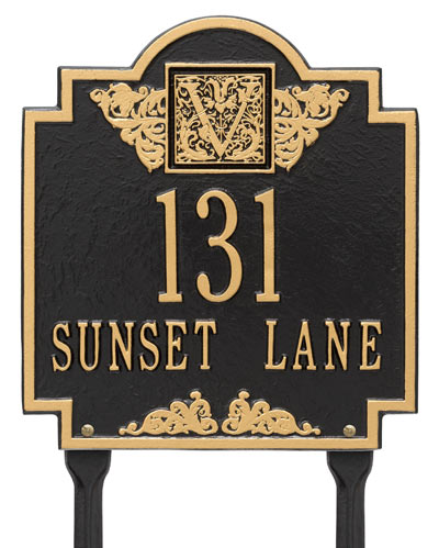 Whitehall Monogram Square Lawn Marker Address Plaque Product Image