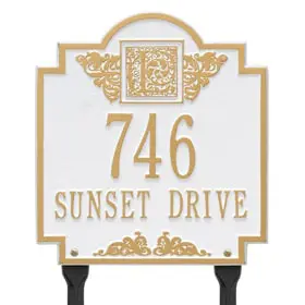 Whitehall Monogram Lawn Marker White Gold