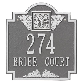 Whitehall Monogram Address Plaque Pewter Silver