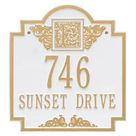 Whitehall Monogram Address Plaque White Gold