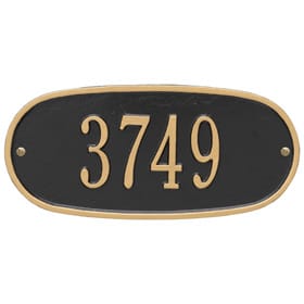 Whitehall Oval Address Plaque Black Gold