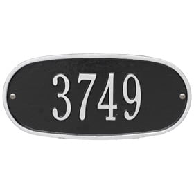 Whitehall Oval Address Plaque Black Silver