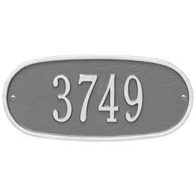 Whitehall Oval Address Plaque Pewter Silver