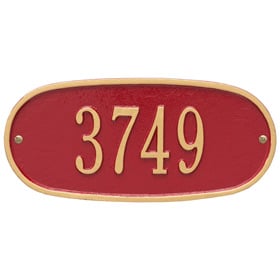 Whitehall Oval Address Plaque Red Gold