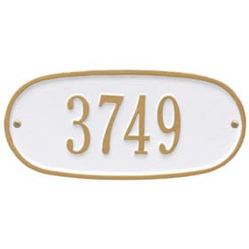 Whitehall Oval Address Plaque White Gold