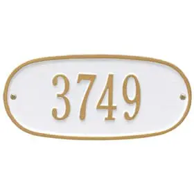 Whitehall Oval Address Plaque White Gold