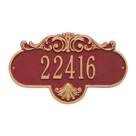 Whitehall Rochelle Address Plaque Red Gold