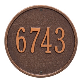 Whitehall Round Address Plaque Antique Copper