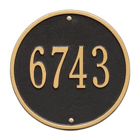 Whitehall Round Address Plaque Black Gold