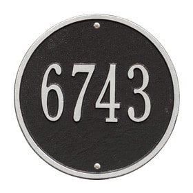 Whitehall Round Address Plaque Black Silver