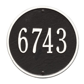 Whitehall Round Address Plaque Black White