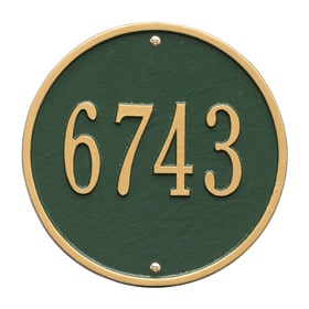 Whitehall Round Address Plaque Green Gold