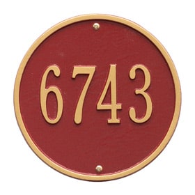 Whitehall Round Address Plaque Red Gold