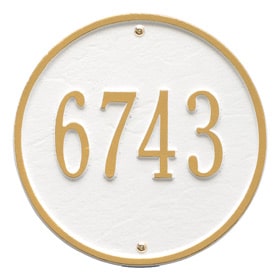 Whitehall Round Address Plaque White Gold