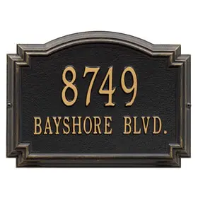 Whitehall Williamsburg Address Plaque Black Gold