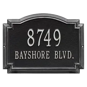 Whitehall Williamsburg Address Plaque Black Silver