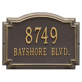 Whitehall Williamsburg Address Plaque Bronze Gold
