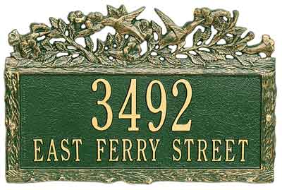 Whitehall Woodland Hummingbird Address Plaque