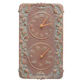 Whitehall Acanthus Clock Thermometer Copper Verdigris