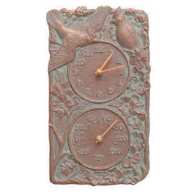 Whitehall Cardinal Clock Thermometer Copper Verdigris