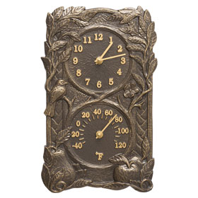 Whitehall Fruit Bird Clock French Bronze