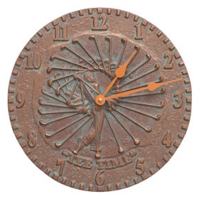 Whitehall Golfer Clock Copper Verdigris