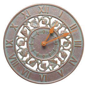 Whitehall Ivy Clock Copper Verdigris