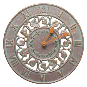 Whitehall Ivy Clock Copper Verdigris