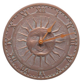 Whitehall Sunface Clock Copper Verdigris