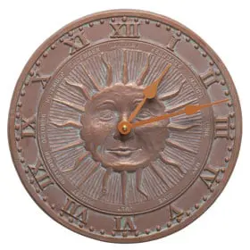 Whitehall Sunface Clock Copper Verdigris