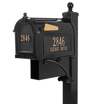 Whitehall Estate Mailbox Package Black Gold