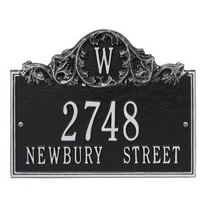 Whitehall Acanthus Monogram Plaque Black Silver