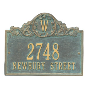 Whitehall Acanthus Monogram Plaque Bronze Verdigris