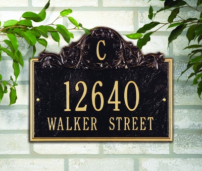 Whitehall Acanthus Monogram Address Plaque Installed