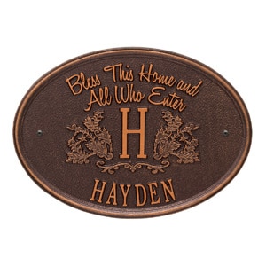 Whitehall Bless Home Monogram Antique Copper