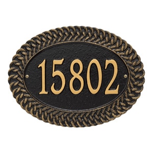 Whitehall Chartwell Address Plaque Black Gold