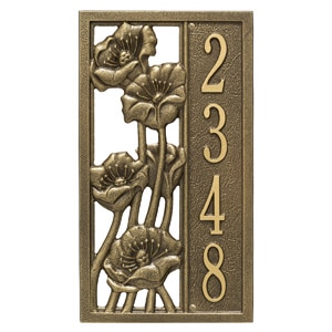 Whitehall Flowering Poppies Plaque Antique Bronze