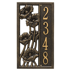 Whitehall Flowering Poppies Plaque Black Gold