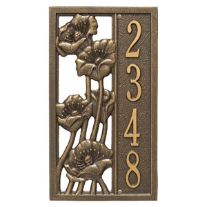 Whitehall Flowering Poppies Plaque Bronze Gold