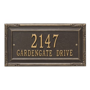 Whitehall Gardengate Address Plaque Bronze Gold