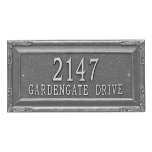 Whitehall Gardengate Address Plaque Pewter Silver