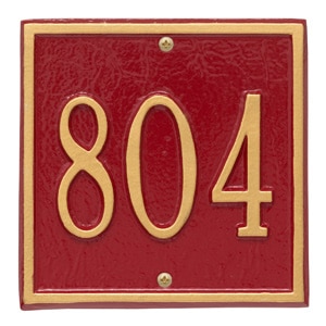 Whitehall Petite Square Plaque Red Gold