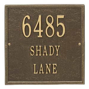 Whitehall Square Address Plaque Antique Bronze