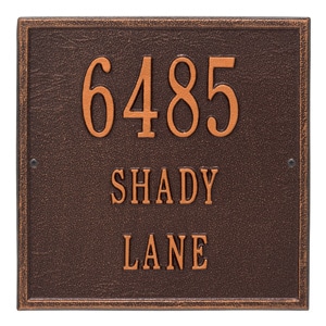 Whitehall Square Address Plaque Antique Copper