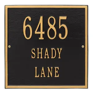 Whitehall Square Address Plaque Black Gold