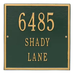Whitehall Square Address Plaque Green Gold