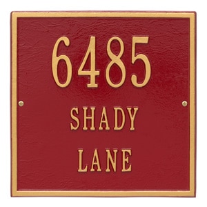 Whitehall Square Address Plaque Red Gold